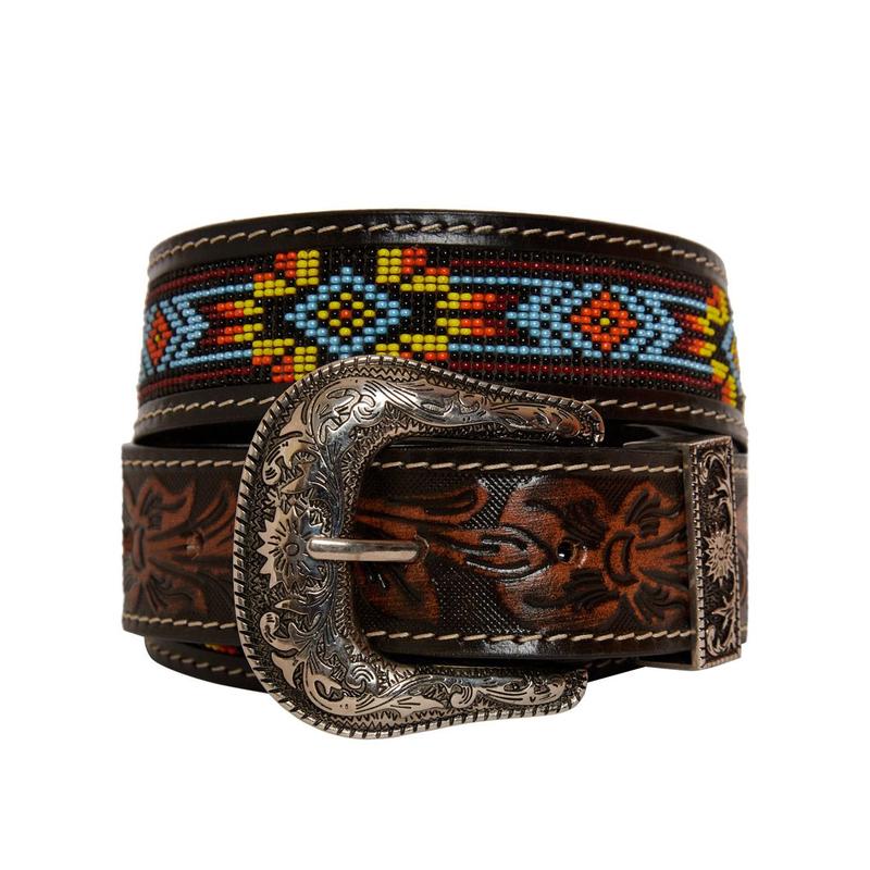 Polychrome Hand-Tooled Seed Bead Belt - Myra Bag