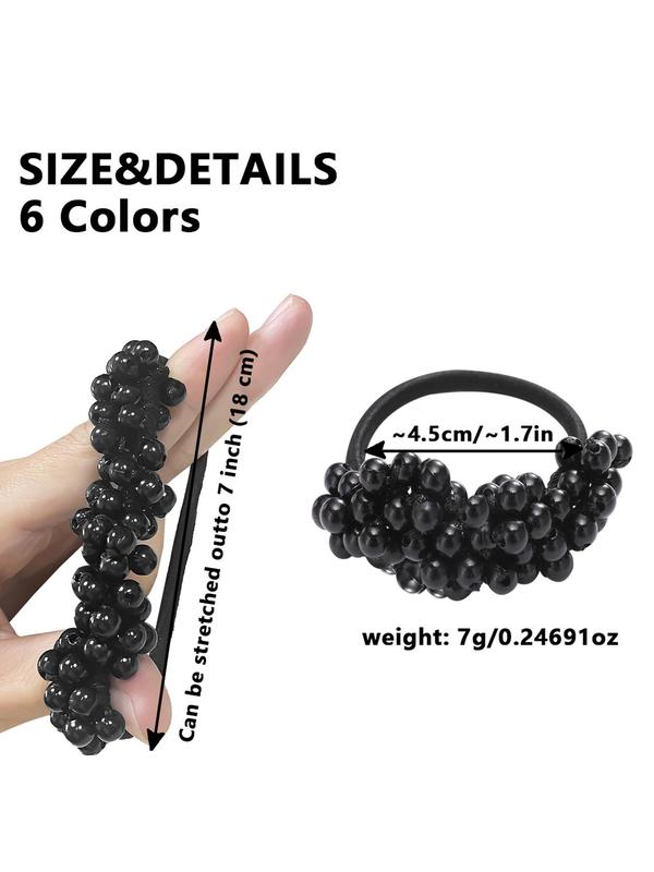 Faux Pearl Decorated Hair Ties, 6 Counts Casual High Stretch Hair Tie for Women for Party, Daily Clothing Decor, Creative Headwear Suitable for Thick Hair