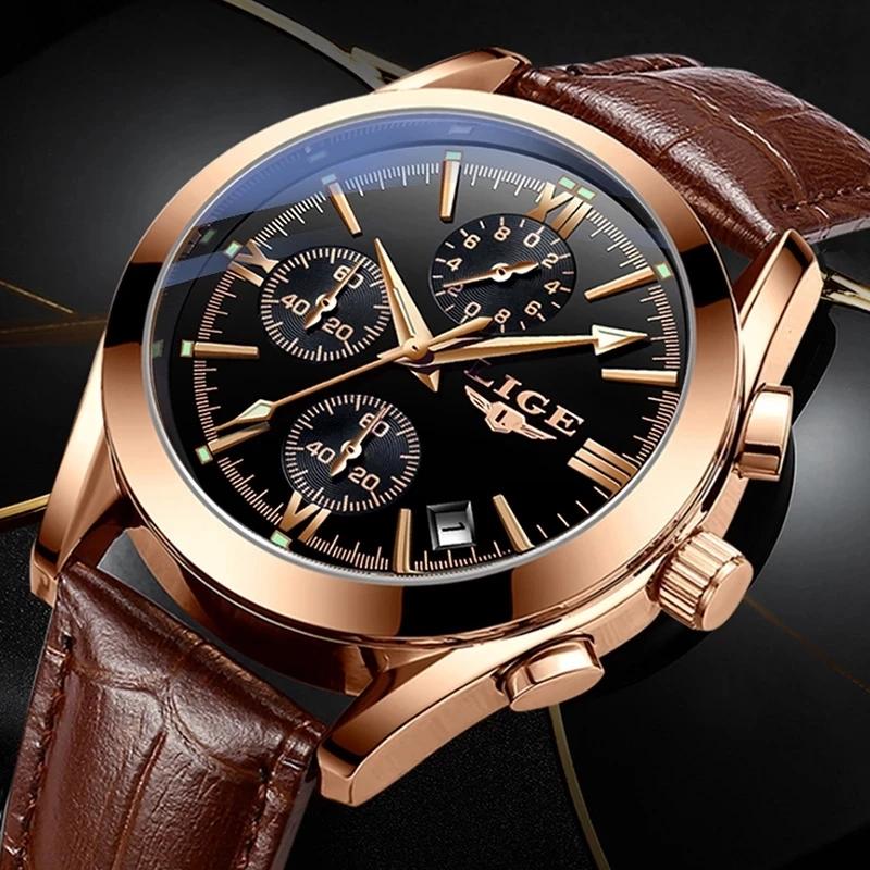 Lige Business Men's Quartz Watch with Calendar and Chronograph chronograph watch