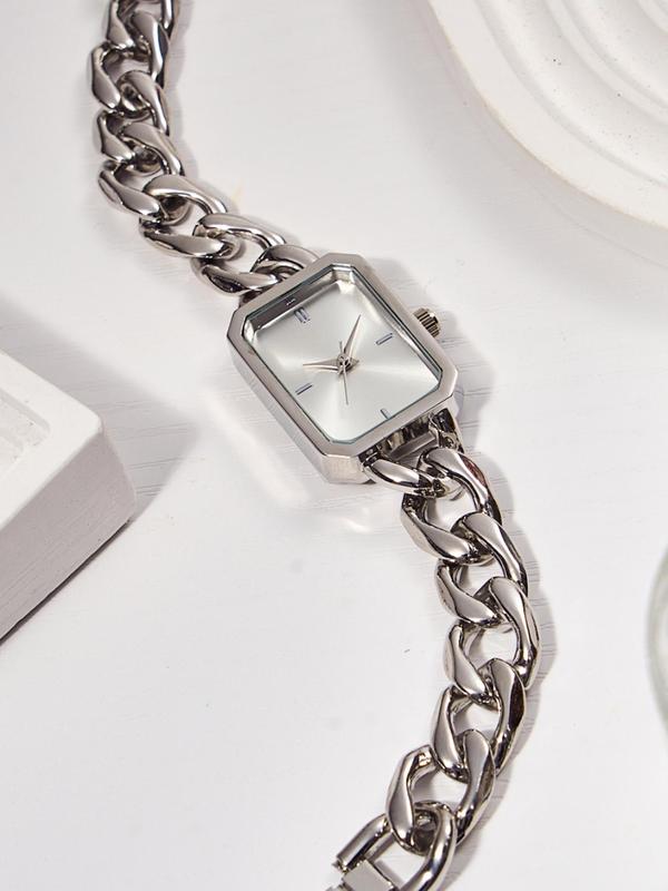 Women's Fashion Square Dial Quartz Watch with Chain Strap, Fashion Watch for Party, Daily  Decor, Trendy Exquisite Watch for Birthday Gift without Box