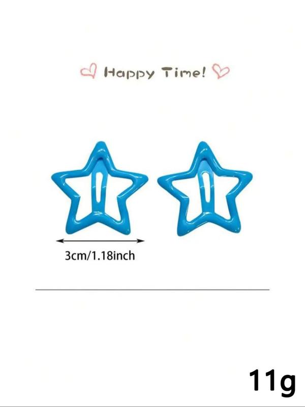 Random Color Star Shaped Hair Clip, Cute Colorful Hair Accessories for Women & Girls, Minimalist Headwear Suitable for Thick Hair