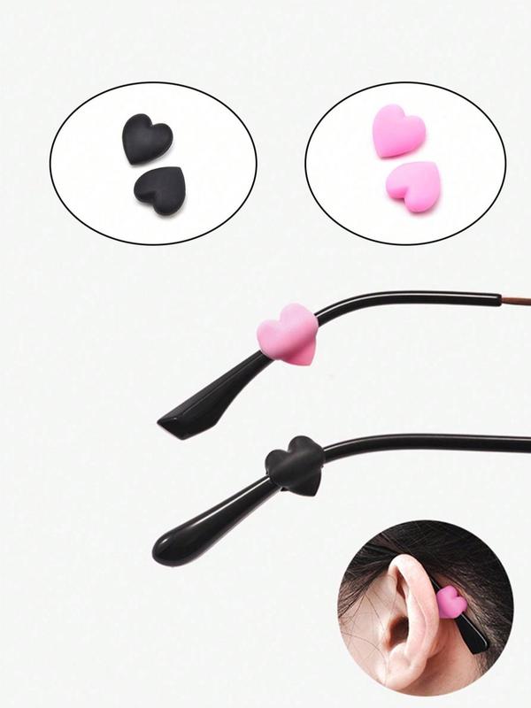 Heart Shaped Anti-slip Glasses Ear Hook, Silicone Anti-slip Glasses Leg Cover, Fashion Eyewear Accessories for Men & Women