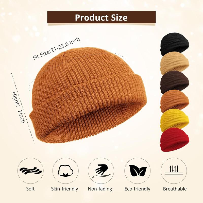 6 count Trawler Beanie Watch Hat Roll up Edge Skullcap Fisherman Beanie Unisex