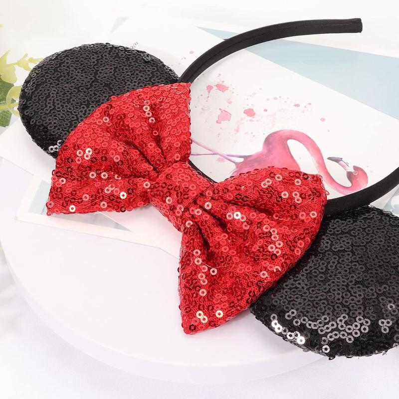 Mouse Ears Bow Headbands Glitter Party Decoration Cosplay Costume for Girls & Women