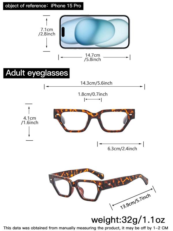 Unisex Boho Style Leopard Pattern Geometry Frame Eyeglasses, 2024 New Style Trendy Casual Eyeglasses for Everyday Use, Fashion Accessories for Outdoor Activities