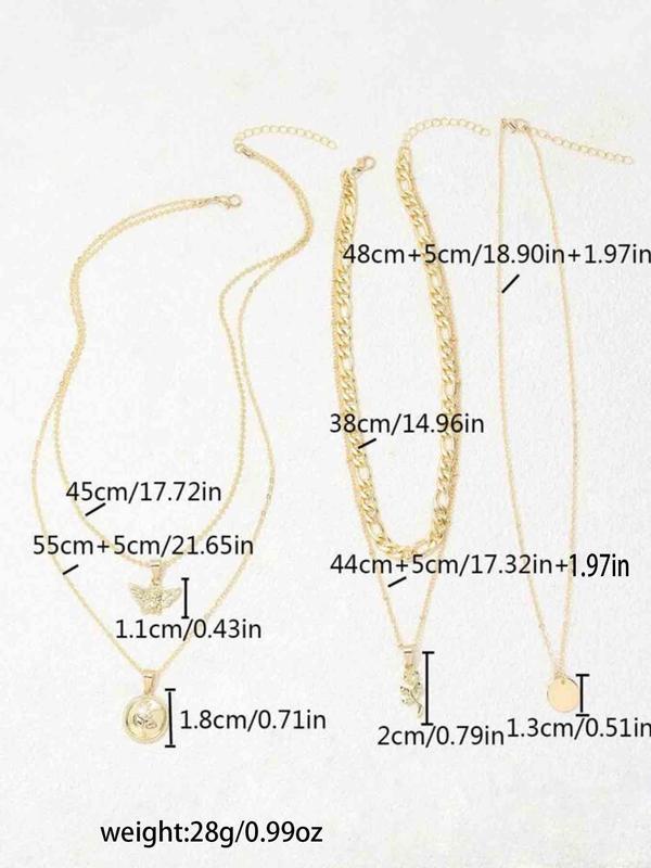 Women's Elegant Layer Necklace, Fashion Flower & Angel Design Pendant Necklace, Casual Jewelry for Party, Daily Clothing Decor, Trendy All-match & Exquisite Jewelry for Gift