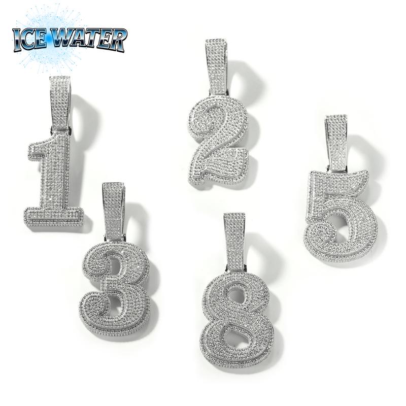 ICE WATER Large Number zirconia Pendant For DIY Hip Hop Couple