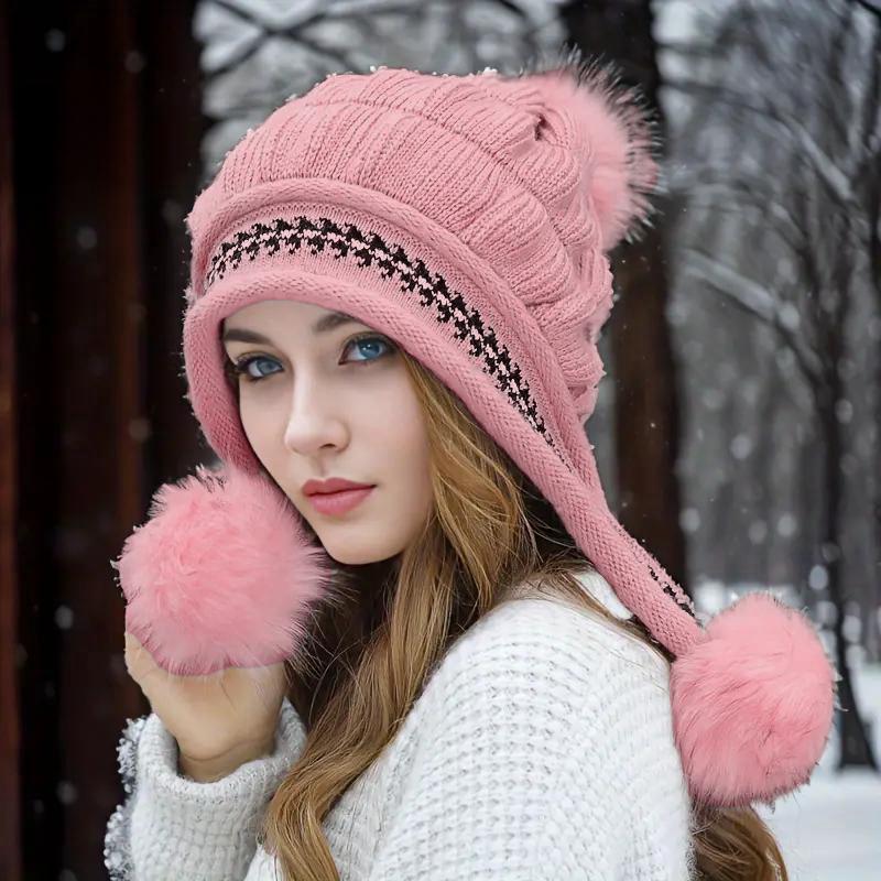 Women's Knit Hat & Fingerless Gloves Set, 1 Set Winter Warm Hat & Gloves Set, Fashionable Knitwear for Women for Daily Use