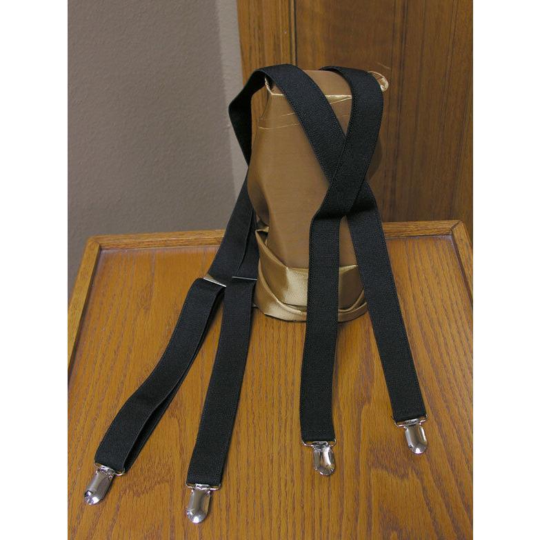 Matching skinny tie and suspenders set men's clip-on x back longer necktie prom