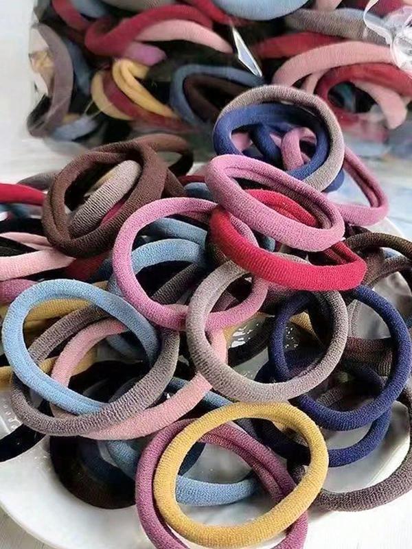 2024 New Style Mixed Color Hair Tie, High Stretch Hair Tie, Casual Simple Hair Accessories for Women & Girls, Minimalist Headwear Suitable for Thick Hair