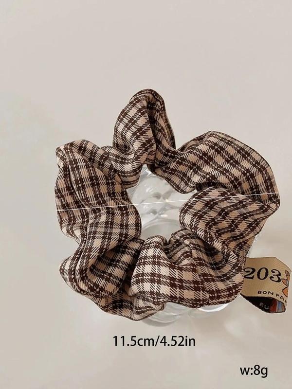 Women's Cute Plaid Graphic Hair Scrunchies, 2pcs set Minimalist Elegant Trendy Hair Ties, Chic Gorgeous Hair Accessories for Hairstyle Decor