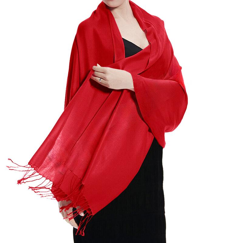 Solid Silk Pashmina Shawl and Wrap Stole Wool Silk Blend Scarf