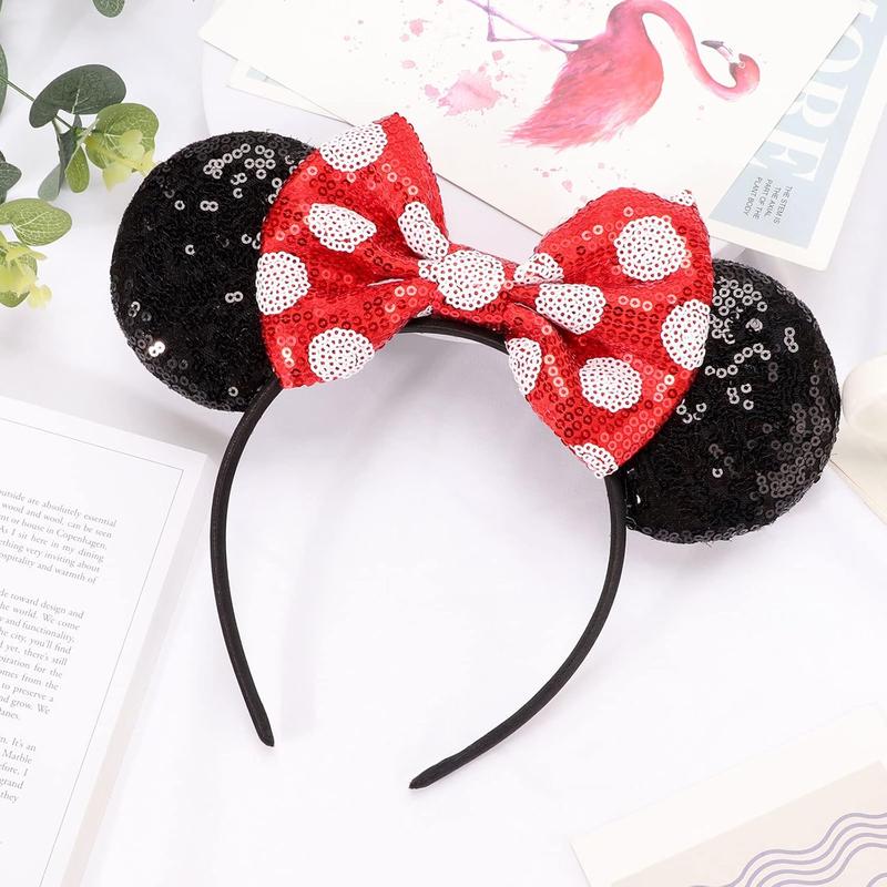 Mouse Ears Bow Headbands Glitter Party Decoration Cosplay Costume for Girls & Women