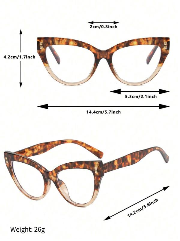 Women's Cat Eye Frame Eyeglasses, Trendy Casual Ombre Eyeglasses for Everyday Use, Fashion Accessories for Outdoor Activities