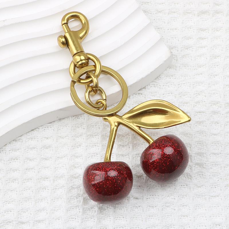 Bag pendant, keychain, cherry pendant, hanging decoration, women's bag, key decoration, alloy trend