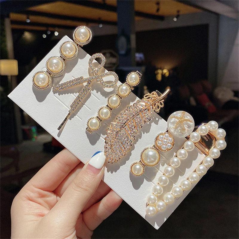 Megalook 6 Pcs set Elegant Faux Pearl Hair Clips with Rhinestone Decor for Women & Girls