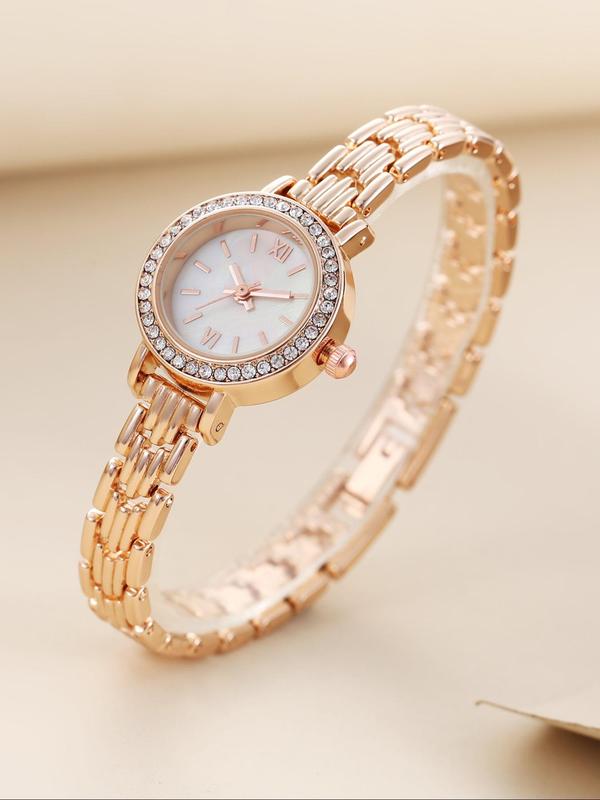 Women's Elegant Fashion Rhinestone Decorated Quartz Watch, Fashion Watch for Party, Daily Clothing Decor, Trendy  Exquisite Watch for Birthday Gift without Box