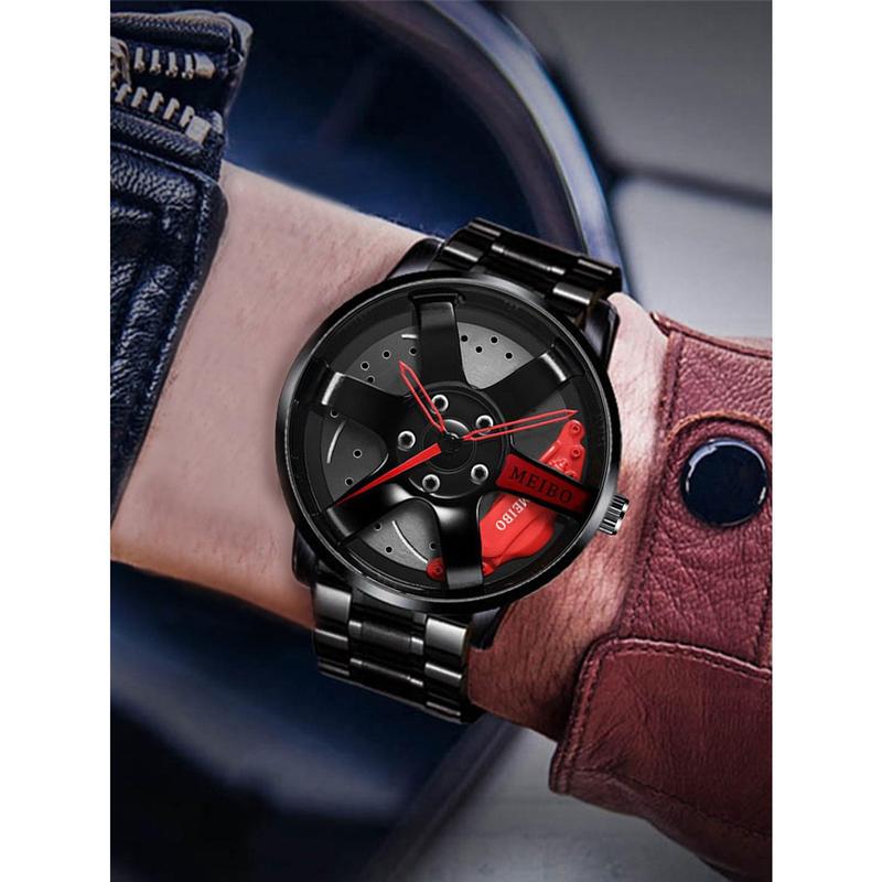 Men Wheel Dial Quartz Watch