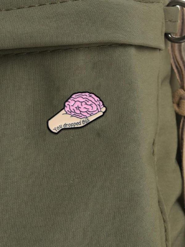 Cartoon Brain Design Brooch, Cute Letter Pattern Brooch, Fashion Accessories for Women & Men, Trendy All-match & Exquisite Brooch for Birthday Gift