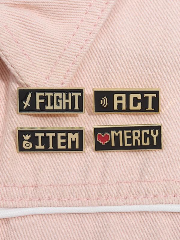 Letter Pattern Brooch, Fashionable Geometric Shaped Alloy Badge for Daily Clothing Decor, Trendy All-match & Exquisite Brooch for Birthday Gift