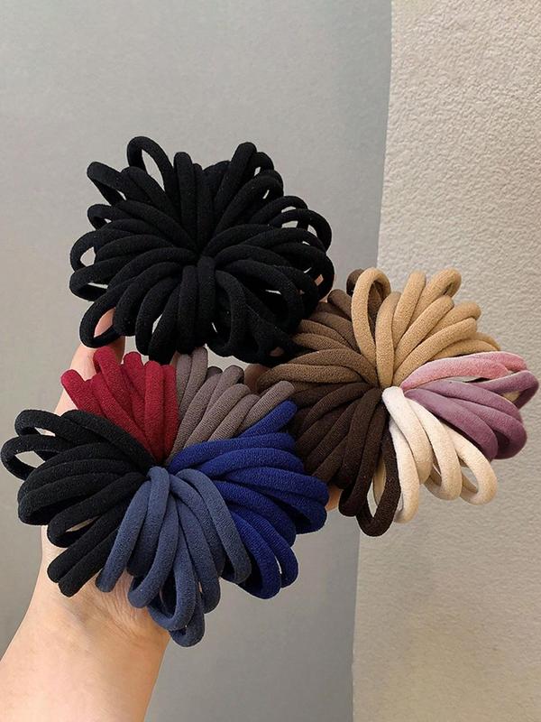 2024 New Style Mixed Color Hair Tie, High Stretch Hair Tie, Casual Simple Hair Accessories for Women & Girls, Minimalist Headwear Suitable for Thick Hair