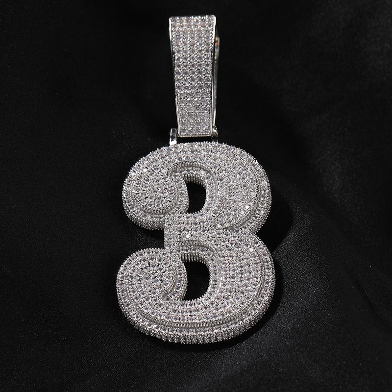 ICE WATER Large Number zirconia Pendant For DIY Hip Hop Couple