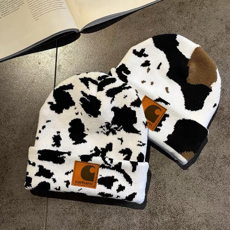 Cow Leopard Print Beanie. Winter Must-Have. Trending Styles. Unique Find. Cozy& Chic. For Cold Weather Fashionistas. Ideal for Ski Trips Warm Knitted Hat for Autumn &Winter, Trendy Cozy Cuffed Cap for Men &Women Fashion Cap Y2k Beanie hat