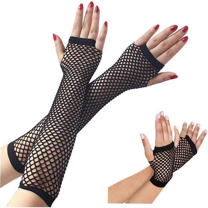 13 Styles 80s Fishnet Gloves for Women and Girls in Theme Party Costume Accessories