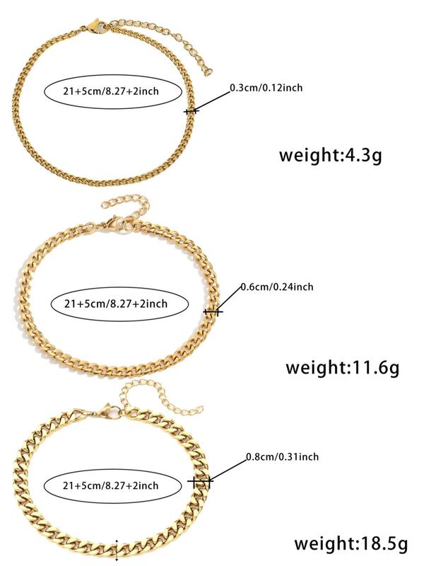 Stainless Steel Chain Anklet, Fashionable Foot Jewelry for Women & Girls, Fashion Jewelry for Party, Daily Clothing Decor, Trendy All-match & Exquisite Jewelry for Birthday Gift