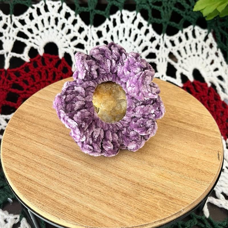 Velvet Crochet Scrunchie, Handmade Crochet Hairtie