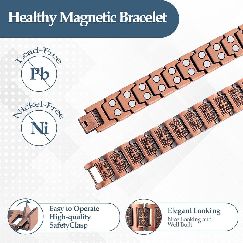 Pure Copper Bracelet for Men, Magnetic Cross Bracelets for Men with 3500 Gauss Magnets, Mens Pure Copper Bracelet