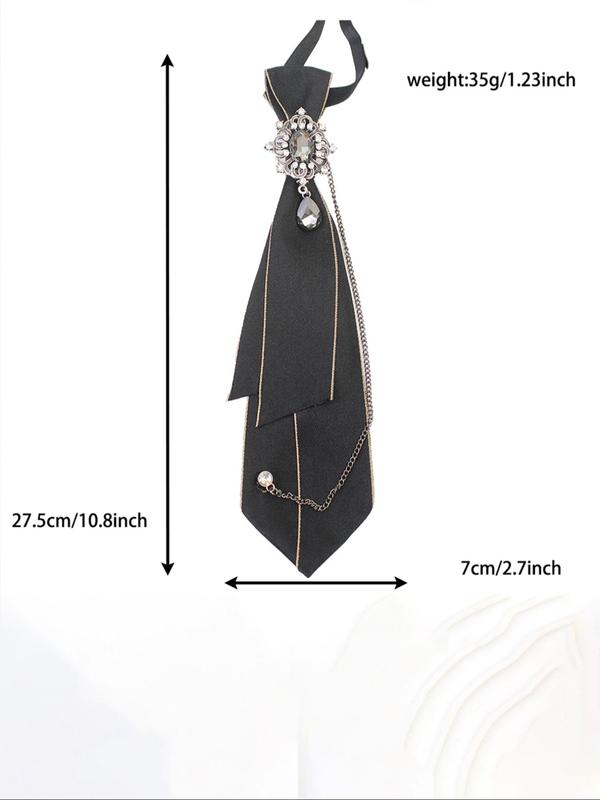 Women's Street Trend Rhinestone Decor Tie, Trendy Colorblock Tie for Daily Wear, Fashionable Clothes Accessories for Women & Girls