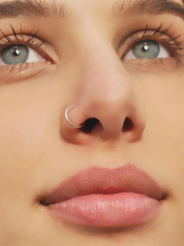 Rhinestone & Heart Nose Ring, Dainty Butterfly & Chain Nose Ring, Nose Ring Jewelry, Body Nose Piercings Jewelry for Summer Party, Daily for Girl & Men, Clean Outfit Accessory for Teen Back To School,  Nose Rings for Women