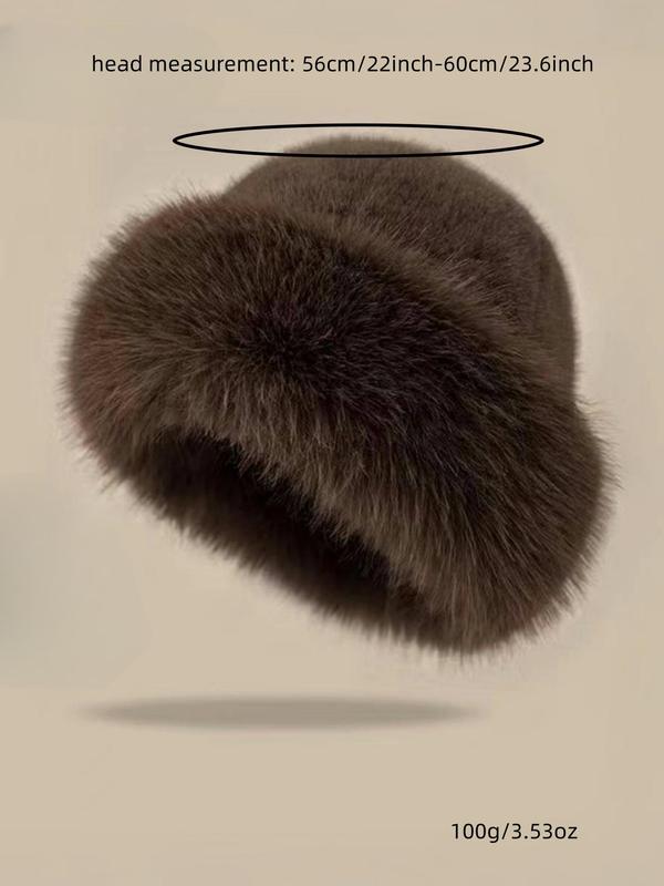 Solid Color Warm & Fashionable Faux Fur Hat, Windproof Ear Protection Buckle Hat for Fall & Winter, Casual Outdoor Cold Resistant Hat for Women & Men