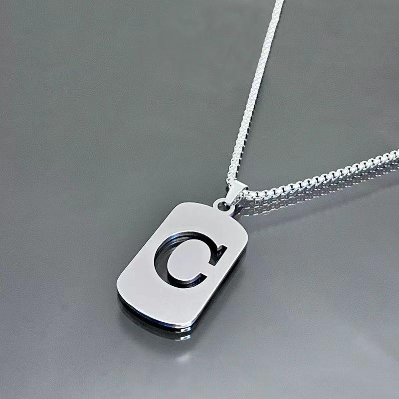 26-character English alphabet necklace Taigang chain for men and women, clothing accessories for couples, simple and versatile,hollow design