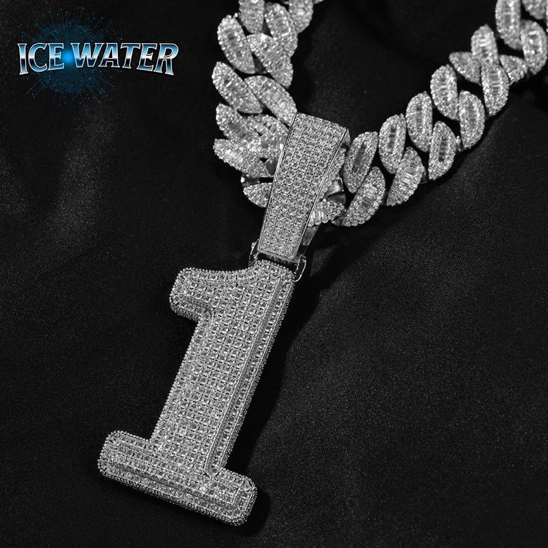 ICE WATER Large Number zirconia Pendant For DIY Hip Hop Couple