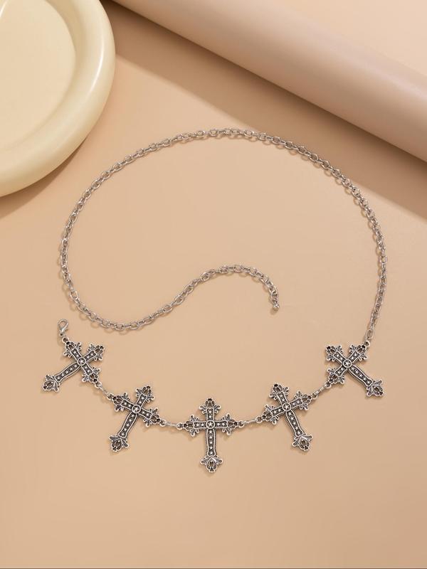 Women's Punk Style Cross Charm Decor Waist Chain, Fashion Adjustable Waist Chain for Party, Daily Clothing Decor, Trendy All-match & Exquisite Jewelry for Gift