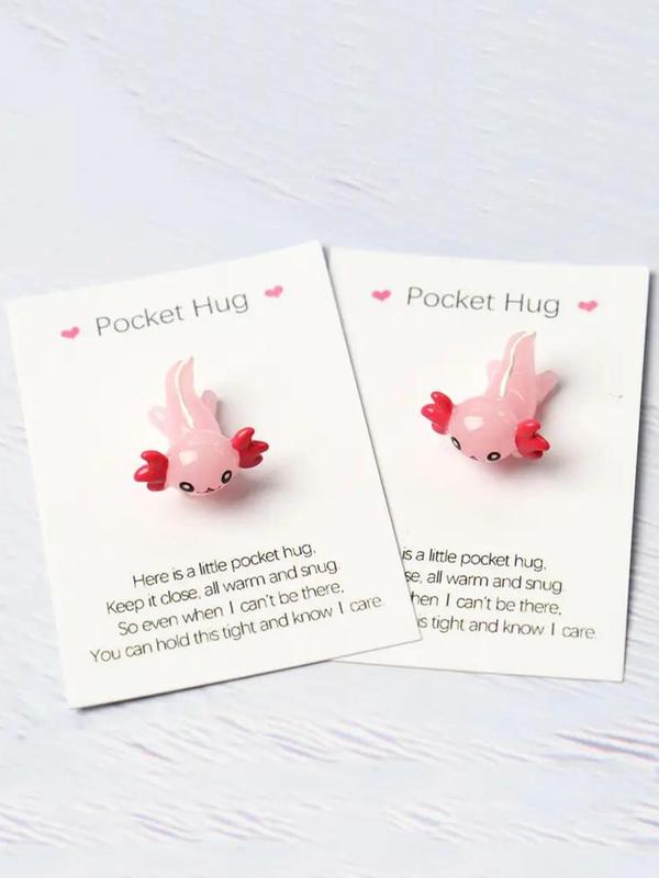 Cute Cartoon Axolotl Design Lucky Charm, Creative Birthday Gift for Friends, Hug Card, Good Luck Charm Gift, Inspirational Gift, Graduation Season Gift