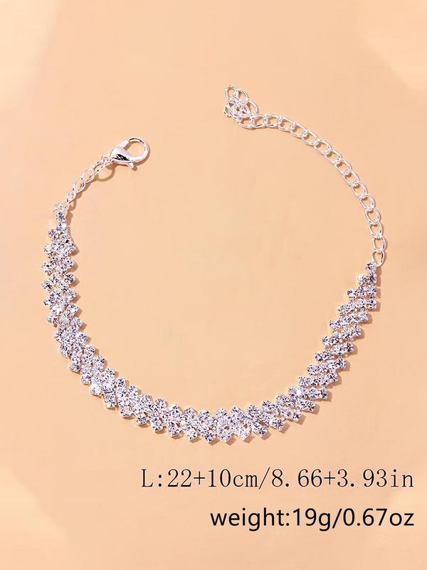 Women's Elegant Rhinestone Decorated Anklet & Bracelet, Exquisite Trendy Anklet, Fashionable Jewelry for Women & Girls for Daily & Party Decoration