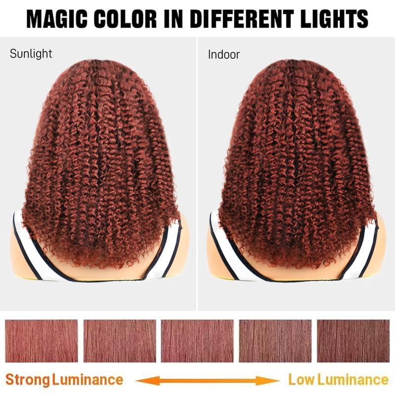 [Black Friday Deal] IPRO HAIR Wear and Go Glueless Wig #33 Reddish Brown Kinky Curly Lace Front Human Hair Wigs Pre Plucked Pre Cut 6x4 Transparent Lace Closure Wigs For Women Natural Hairline Beginner Friendly Wig