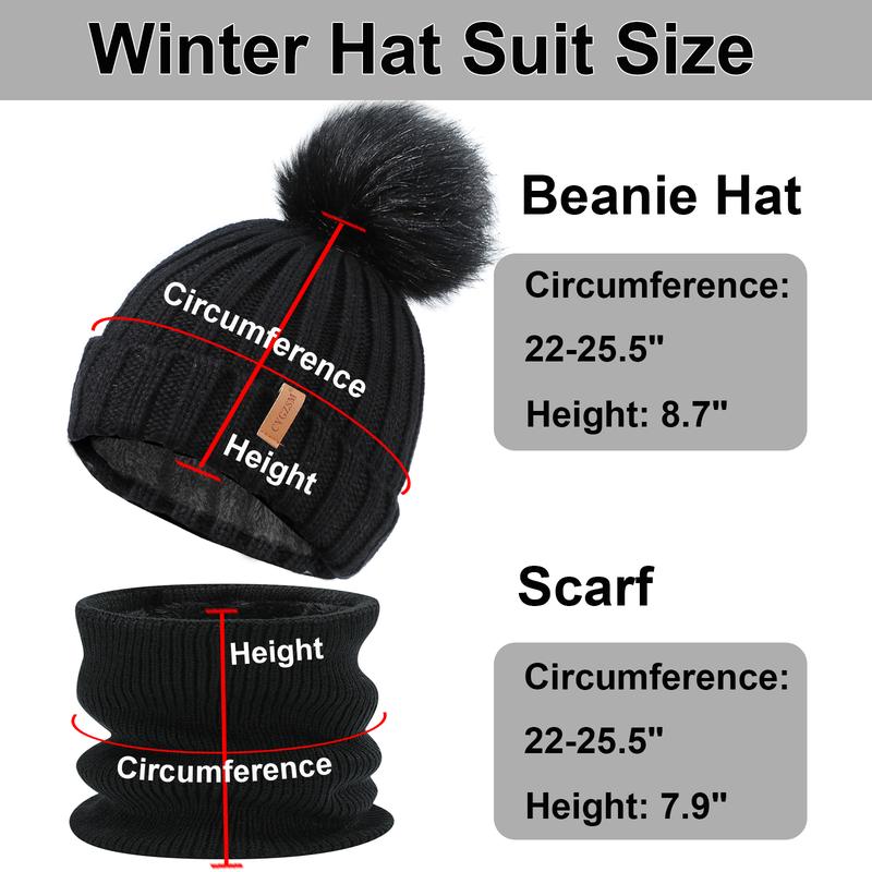 The latest fall and winter goodies for 2024,Winter Beanie Hat Scarf Gloves, Warm Fleece Knit Winter Hats Touch Screen Gloves Neck Scarf Set Winter Gifts for Women