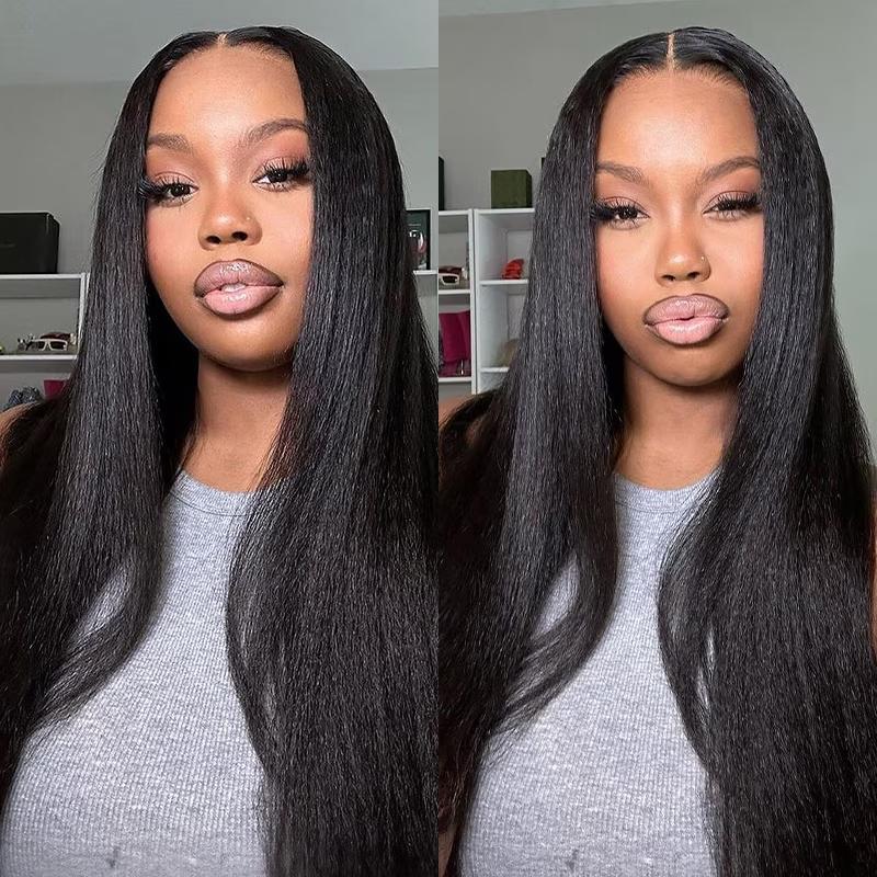 ISEE M-Cap Wear Go Kinky Straight Glueless Wig 9x6 Pre Bleached Tiny Knots Yaki Straight HD Lace Wig