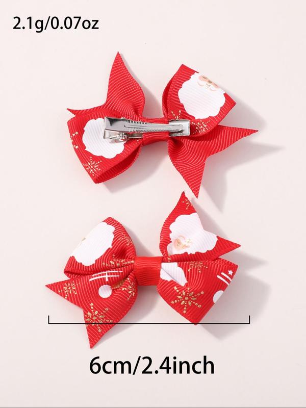 Christmas Theme Solid Color Bow Decor Hair Clip, Cute Hair Accessories for Women & Girls, Minimalist Headwear Suitable for Thick Hair