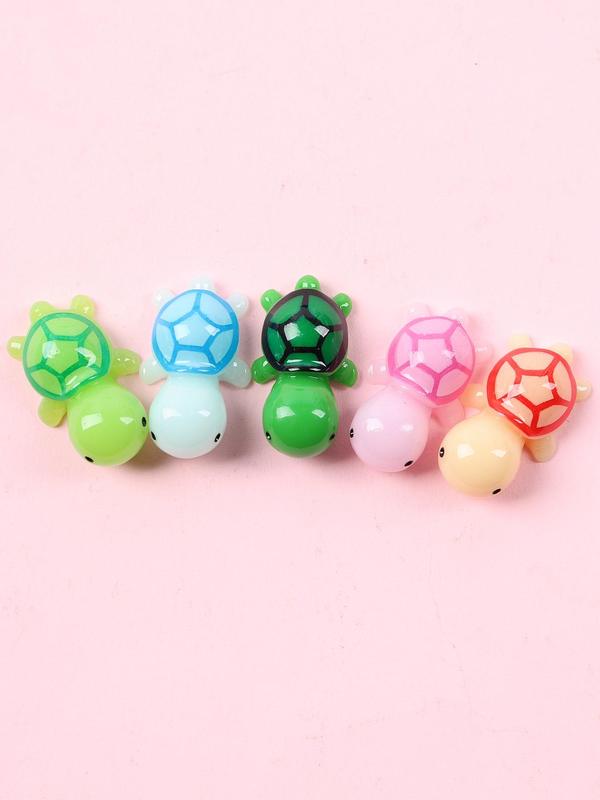 Cute Turtle Design Pendant with Card, 5 Counts Mini Resin Animal Shaped Charm, Diy Jewelry Accessories, Gift for Family, Friend, Colleague, Kawaii Accessories