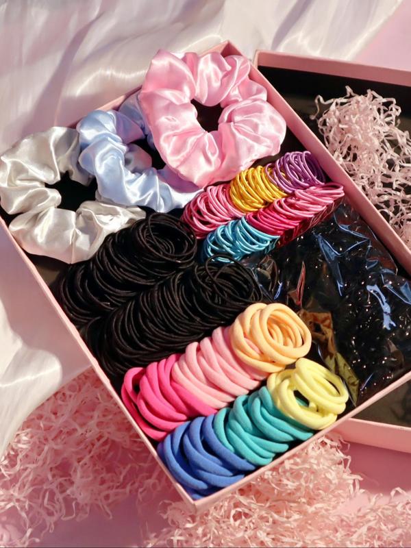 Women's Simple Style Plain Color Hair Scrunchies As Gift, Casual Trendy Elastic Hair Ties, Hair Accessories for Daily Use for Women & Girls