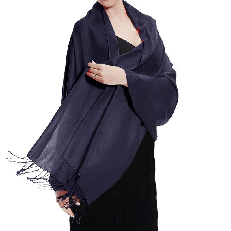 Solid Silk Pashmina Shawl and Wrap Stole Wool Silk Blend Scarf