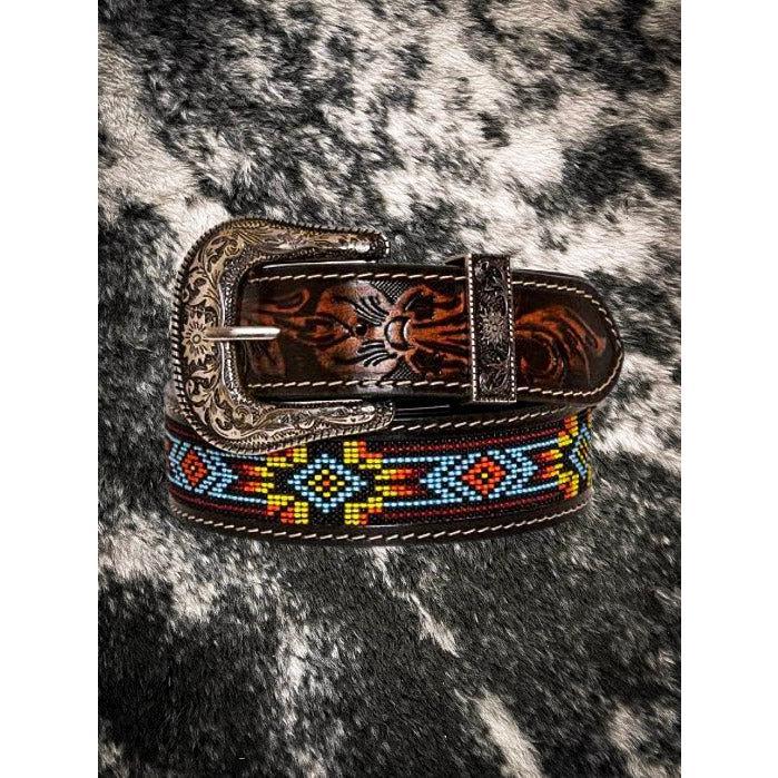 Polychrome Hand-Tooled Seed Bead Belt - Myra Bag