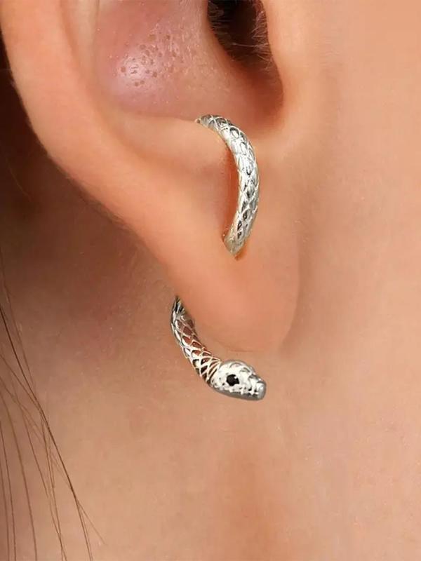 Snake Design Piercing Earrings, Punk Style Earrings for Women & Girls, Fashion Jewelry for Party, Daily Decor, Trendy All-match & Exquisite Jewelry for Birthday Gift