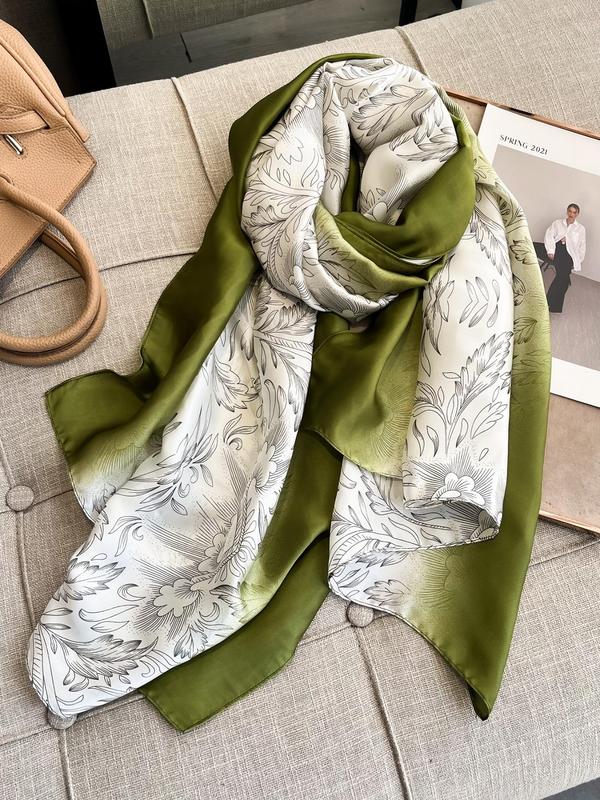 Women's Floral Pattern Scarf, Casual Soft Breathable Shawl For All Seasons, Fashion Accessories For Daily Wear