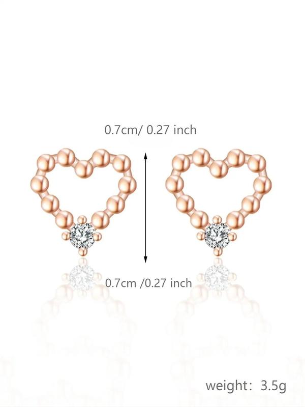 Women's Fashion Hollow out Heart Design Rhinestone Decor Stud Earrings, Casual Vintage Jewelry for Party, Daily Clothing, Cute Accessories for Girl